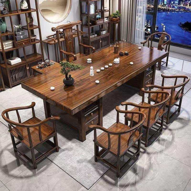 大板实木原木茶桌椅组合一桌五椅新中式茶几办公室家用泡茶台一体,模玩/动漫/周边/娃圈三坑/桌游,模型制作工具/辅料耗材,淘宝优惠券,粉丝福利购,淘宝优惠卷
