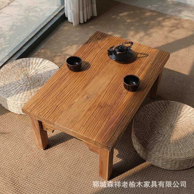 老榆木炕桌家用卧室打坐喝茶桌方形卧室飘窗桌榆木家具茶台桌子
