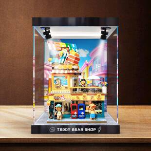 亚克力可开门展示盒适用inbrixx积乎潮玩积木泰迪便利店儿童街景