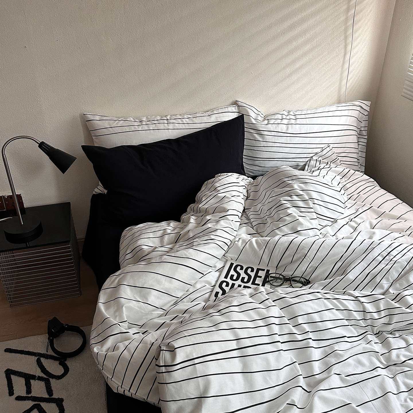 简约黑白条纹全棉加厚斜纹色织水洗棉柔软亲肤裸睡床上用品四件套,电子元器件市场,其它元器件,淘宝优惠券,粉丝福利购,淘宝优惠卷