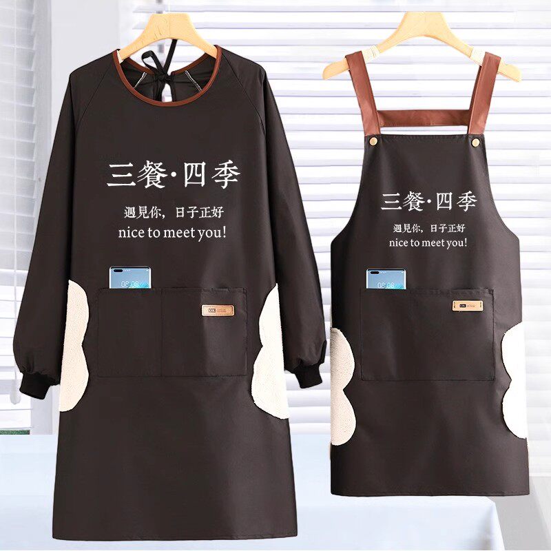 防水围裙女厨房家用防油做饭长袖罩衣情侣新款餐饮专用工作服男士