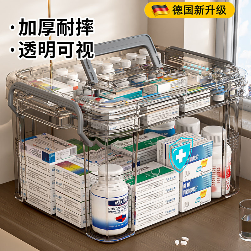 德国多层大容量家用家庭医药箱急救药品便携式医护分类收纳小药箱