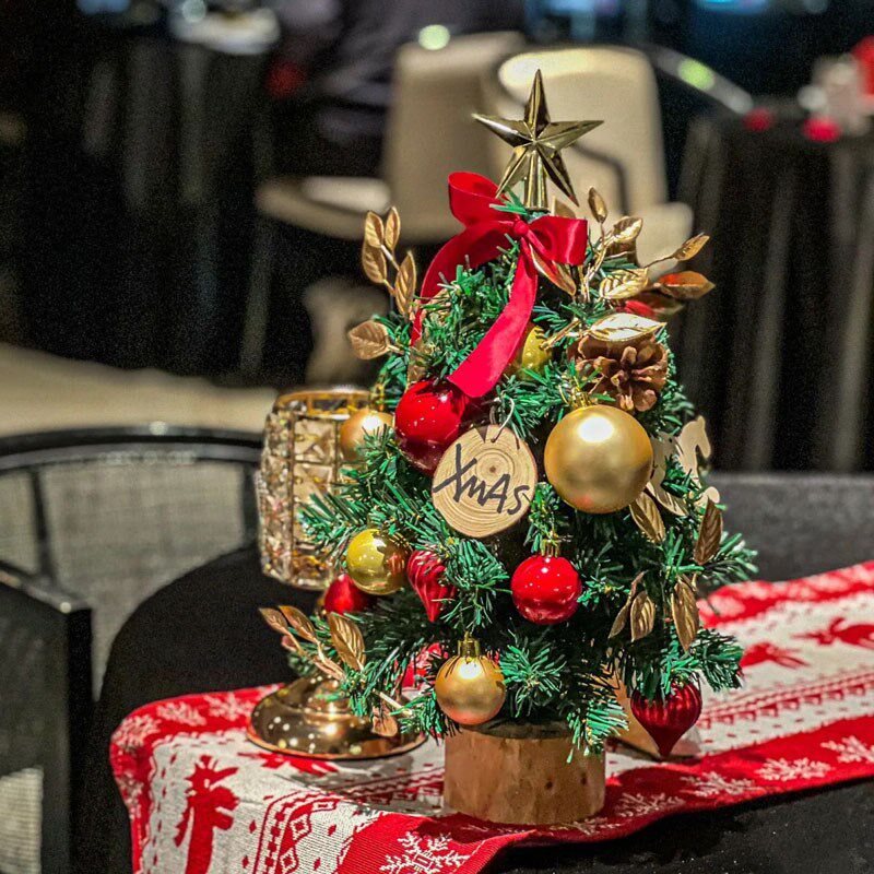 圣诞节装饰圣诞树桌面摆件氛围场景布置家用小型迷你带灯高级套餐