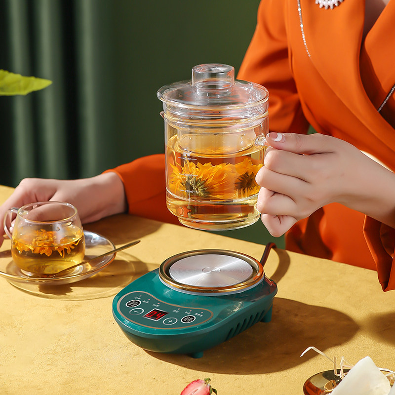 办公桌面全玻璃一人小型1人烧水煮茶壶炉养生杯茶水分离小号泡茶