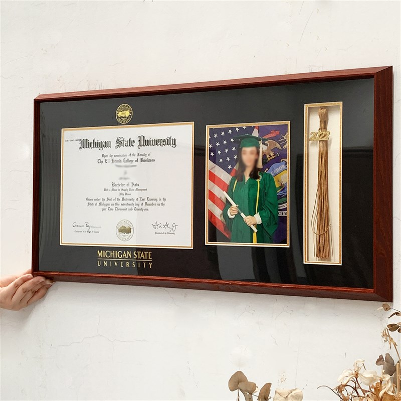 立体实木框照片装裱框帽穗立体展示挂墙画框相框国外毕业框