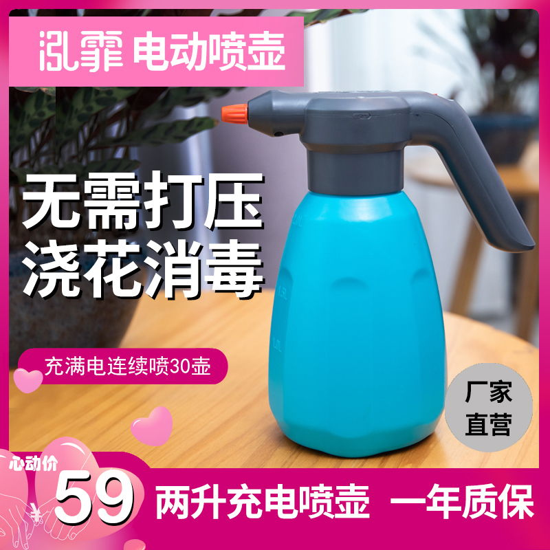泓霏电动消毒喷壶2L洒水壶小型喷雾器园艺浇水壶家庭充电式喷水壶