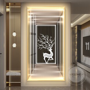 空间延伸光影玄关画几何建筑壁画走廊装饰晶瓷画带灯客厅挂画发光