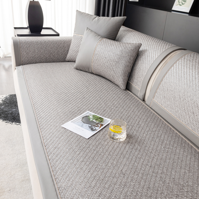 夏季藤席冷感沙发垫子新款凉席坐垫笠防滑皮沙发套罩简约现代盖巾