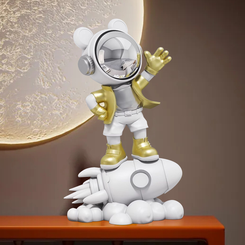 卡通公仔宇航员踩火箭太空人桌面摆件电视柜酒柜前台书柜装饰礼品