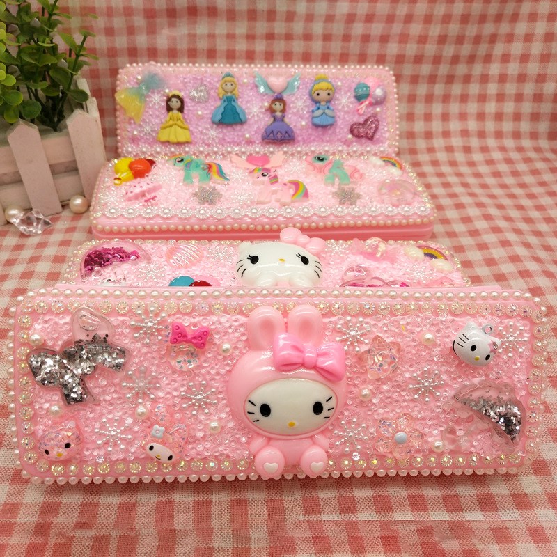 儿童手工DIY玩具创意艾莎公主女孩文具盒凯蒂kt猫ins奶油胶铅笔盒