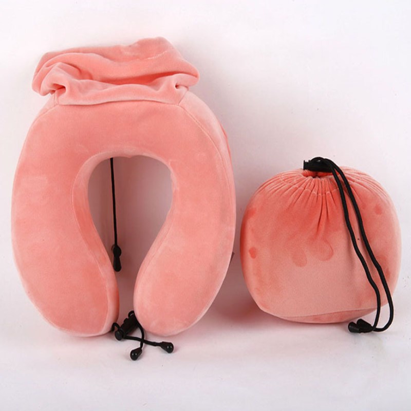 可收纳u型枕脖子护颈枕头飞机旅行便携慢回弹记忆棉U型枕抽绳头枕