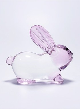 玻璃生肖兔子可爱生日礼物水晶动物小号摆件创意手工琉璃车载饰品