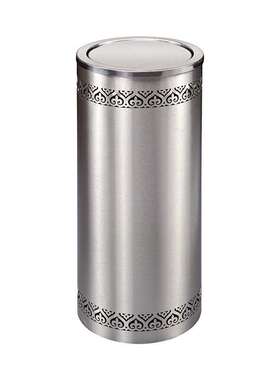 GPX-110K不锈钢黑色圆形酒店垃圾桶港式镂空花洗手间翻盖擦手纸桶