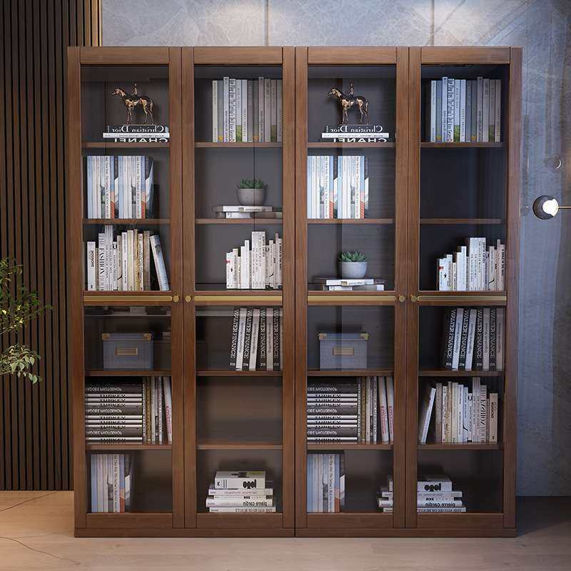 新中式书柜全实木带亚克力现代轻奢客厅自由组合柜书房书橱置物柜,电子元器件市场,其它元器件,淘宝优惠券,粉丝福利购,淘宝优惠卷