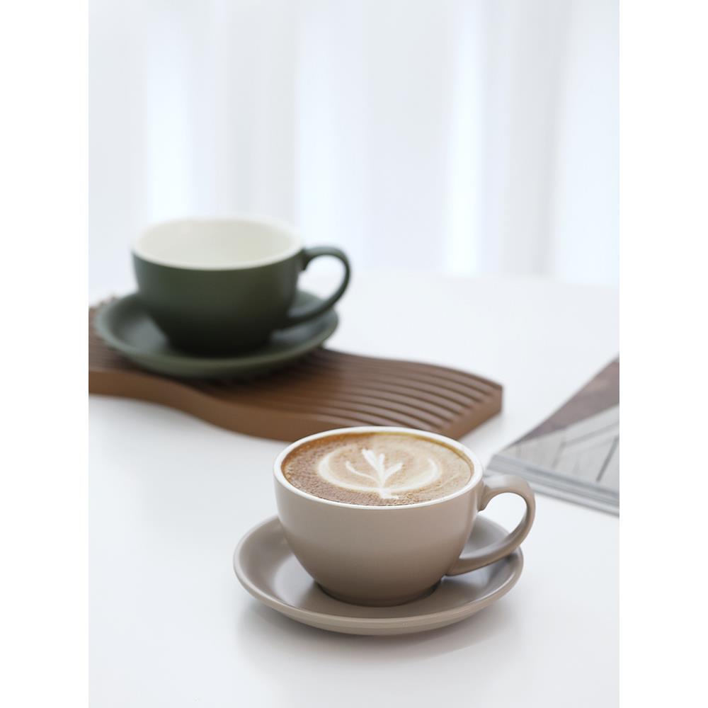 复古墨绿色陶瓷咖啡杯下午茶拿铁杯磨砂拉花杯轻奢马克杯金小