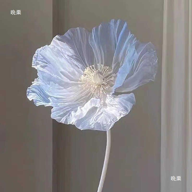 欧根纱网红真丝花丝网花橱窗装饰摆件商场蓝色手工纸花丝网花布置