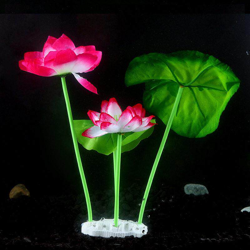 鱼缸装饰造景仿真绢布荷花莲花盆景假田园水景植物水生水族造景