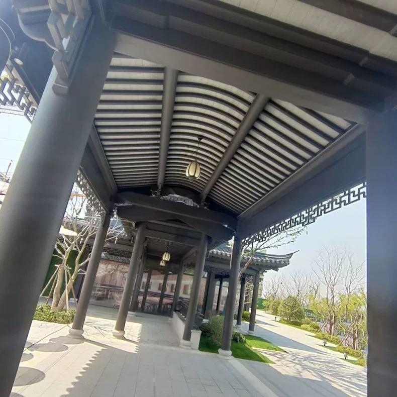 新中式铝合金凉亭庭院户外遮阳防雨棚隔热金属长廊观星亭子古建筑