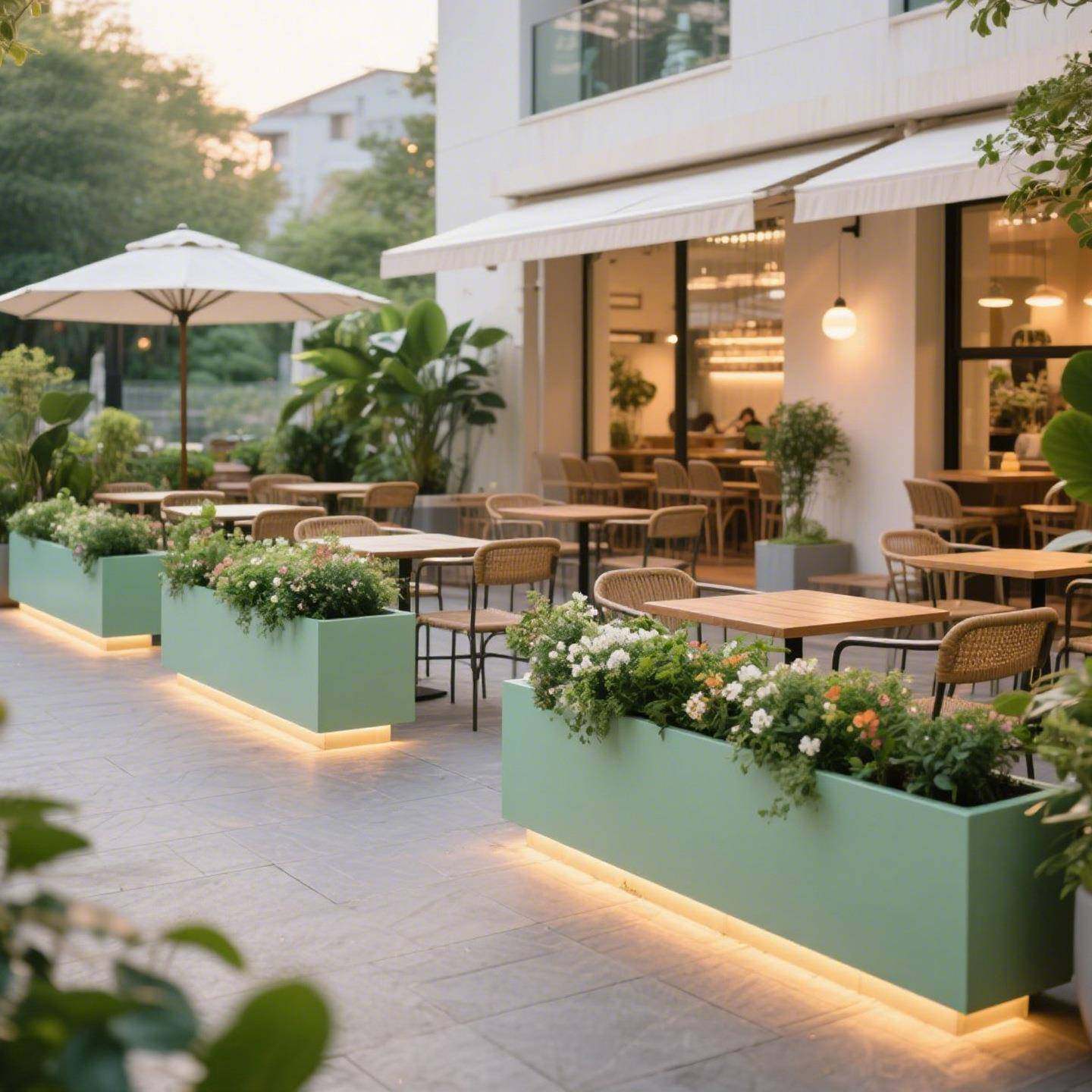 户外花箱花箱商业街广场金属种植花箱咖啡厅店市政金属花箱组合