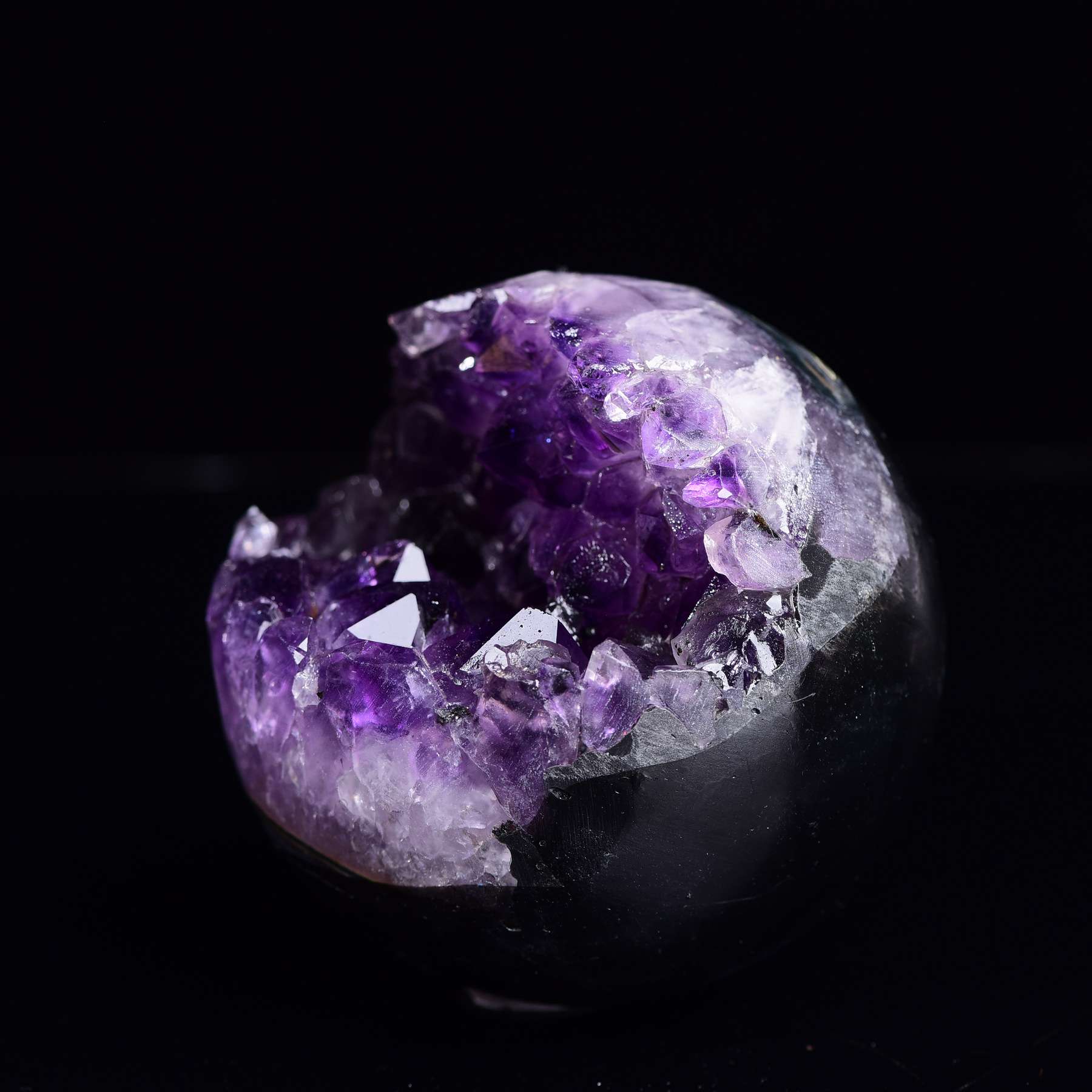 紫水晶开口笑天然紫晶簇水晶洞紫晶镇晶洞开口笑钱袋子水晶聚宝盆