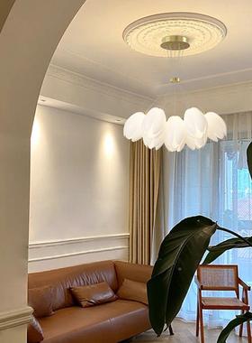 奶油风白36122色玉简兰花客厅吊灯北欧代网约红ins餐厅卧室书现房