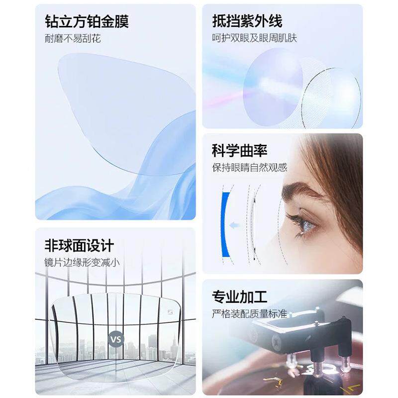 新锐镜片铂金膜配高视清927耐磨单光镜片近视镜单光近树脂片1清片