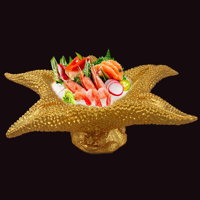 树脂复古中式海星异型餐具盘创意海鲜姿造意境菜盘子干冰刺身盘