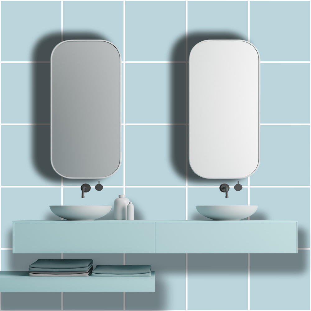 海洋蓝纯色瓷砖贴地板楼梯踢脚线厨房浴室装饰画自粘防油水墙贴纸