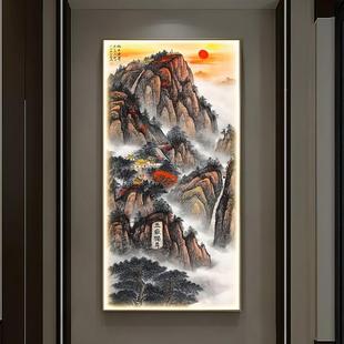 山日出玄壁关装饰水画靠山无XG-泰山走廊过道竖版客厅挂画高级感