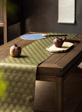 西阵禅意织茶席麻布茶桌旗布艺式简垫M021约中织锦缎茶台桌布棉麻