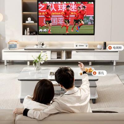 电视机柜客家用小户简易676厅落地型现代约伸缩岩板电简视柜茶几