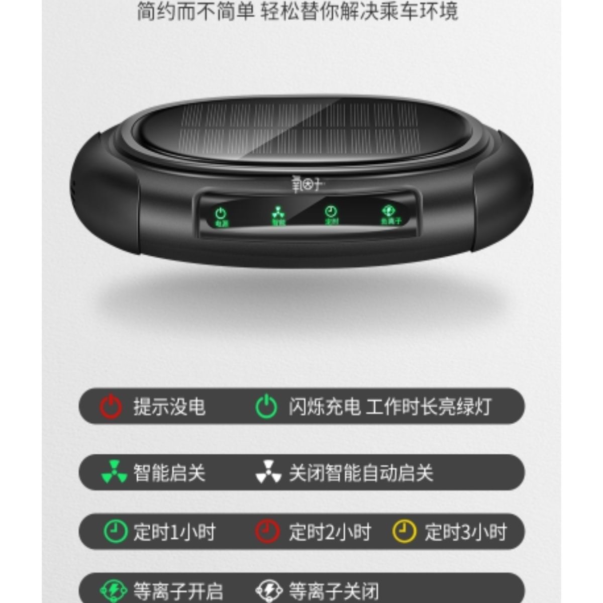 车载空气净化器智能负离子除甲醛除异味,处理品,没有太阳能功能