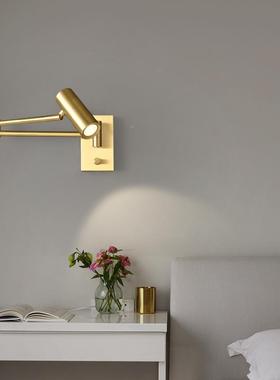 全led壁灯自带开调359关北欧轻奢卧铜室读床头护眼阅壁灯可折叠光