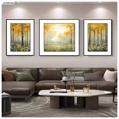 现代轻奢客厅装饰画高级沙发挂画抽象简约三联壁画皮革微雕肌理画