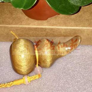 斗金丝楠木满艺铭仙苑波手纹把件文牛葫芦富甲天下吊坠玩手工雕刻