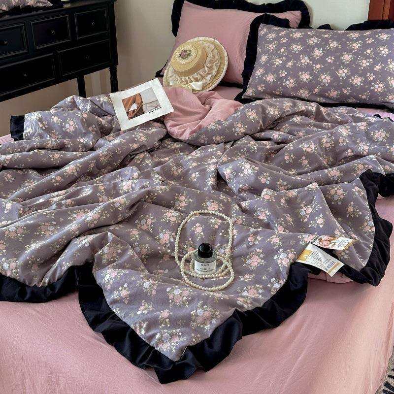 2025韩版赫本风花边款针织棉双层纱夏被四件套单夏被,电子元器件市场,其它元器件,淘宝优惠券,粉丝福利购,淘宝优惠卷
