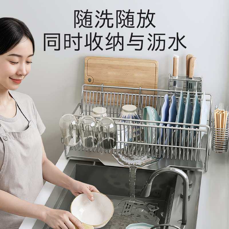不锈钢碗架沥水架厨房置物架家用碗碟盘收纳架子多功能水槽沥水篮
