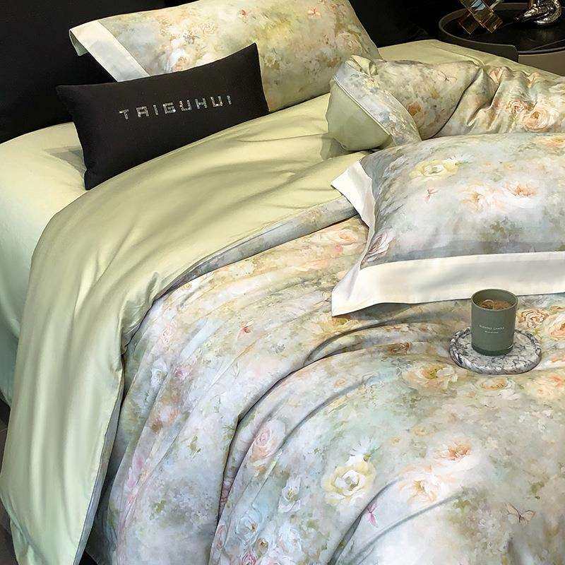 高端轻奢田园风100S全棉四件套数码印花长绒棉被套宽边纯棉床笠品,电子元器件市场,其它元器件,淘宝优惠券,粉丝福利购,淘宝优惠卷