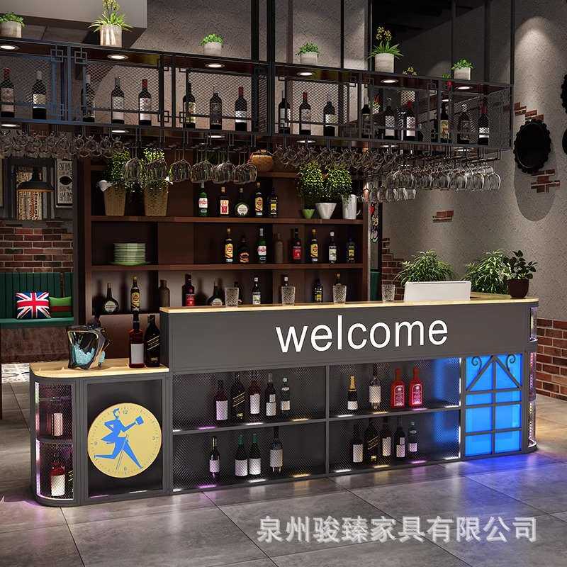 工业风复古收银台店铺餐厅前台接待台吧台桌酒吧台转角奶茶店柜台