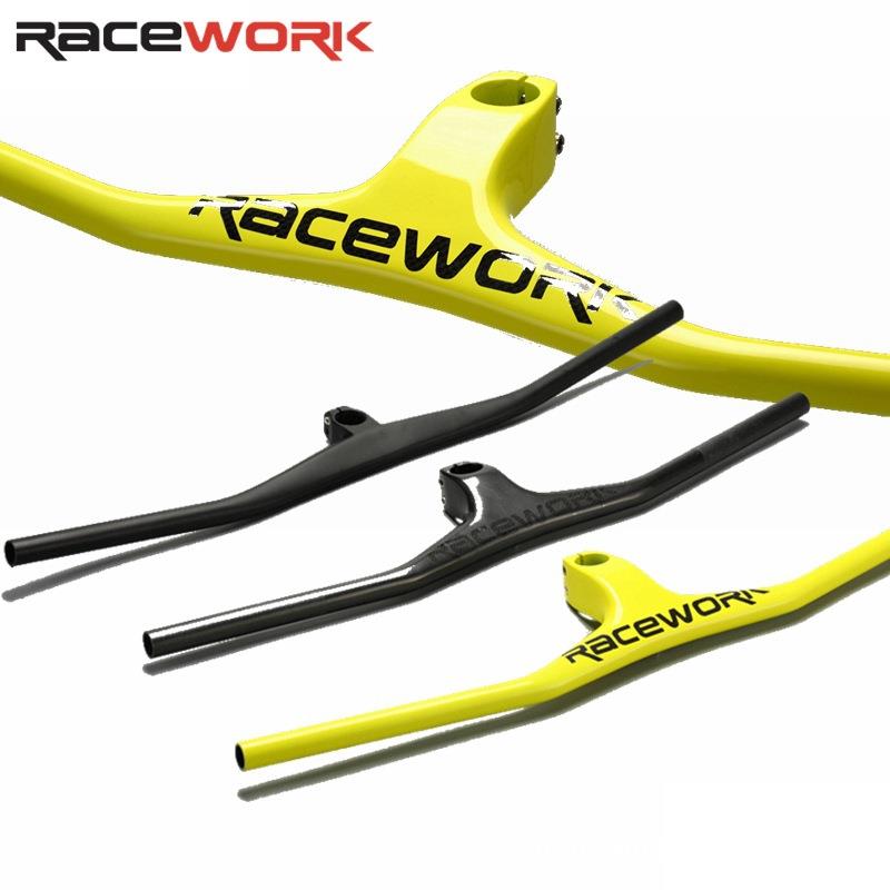 RACEWORK山地车碳纤维一体车把横超轻越野破风燕把负17度车把立