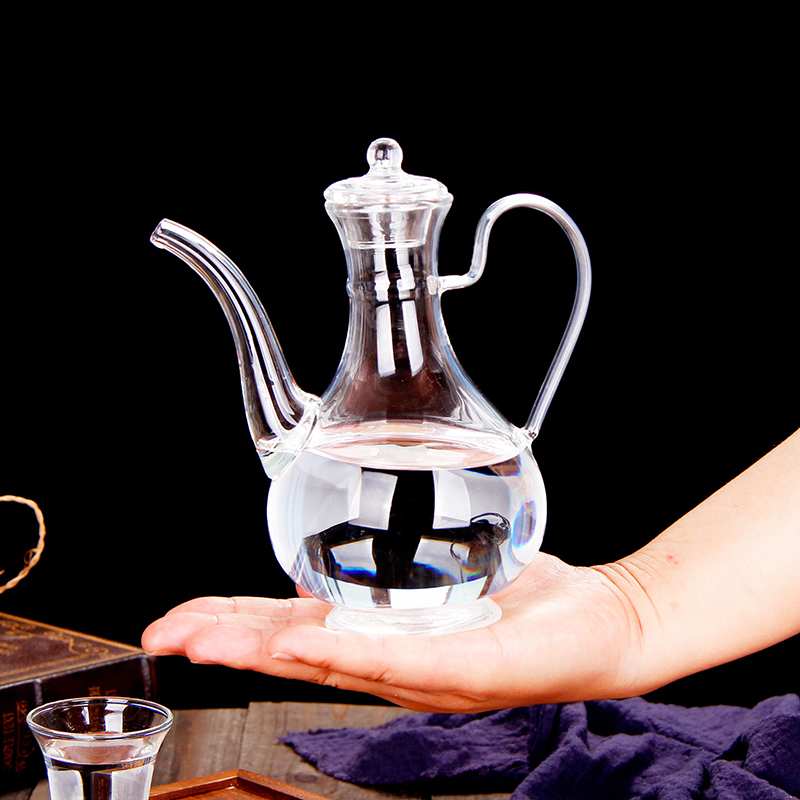 烫老式装耐高温玻璃酒壶醒酒器家用酒壶白仿宋倒一斤酒新中式酒壶