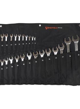 钢盾工具23件套公制凹筋两用扳手梅开扳手套装6-32mmS017304