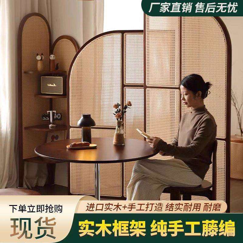 日式实木中古法藤编屏风小客厅隔断正对门入户玄关可移动卧室遮挡,电子元器件市场,其它元器件,淘宝优惠券,粉丝福利购,淘宝优惠卷