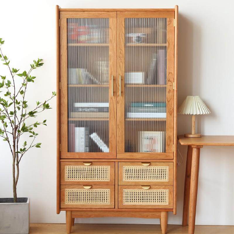 光阴书柜北欧樱桃木全实木玻璃门藤编小户型组合书架落地置物架,玩具/童车/益智/积木/模型,毛绒/玩偶/公仔/布艺类玩具,淘宝优惠券,粉丝福利购,淘宝优惠卷