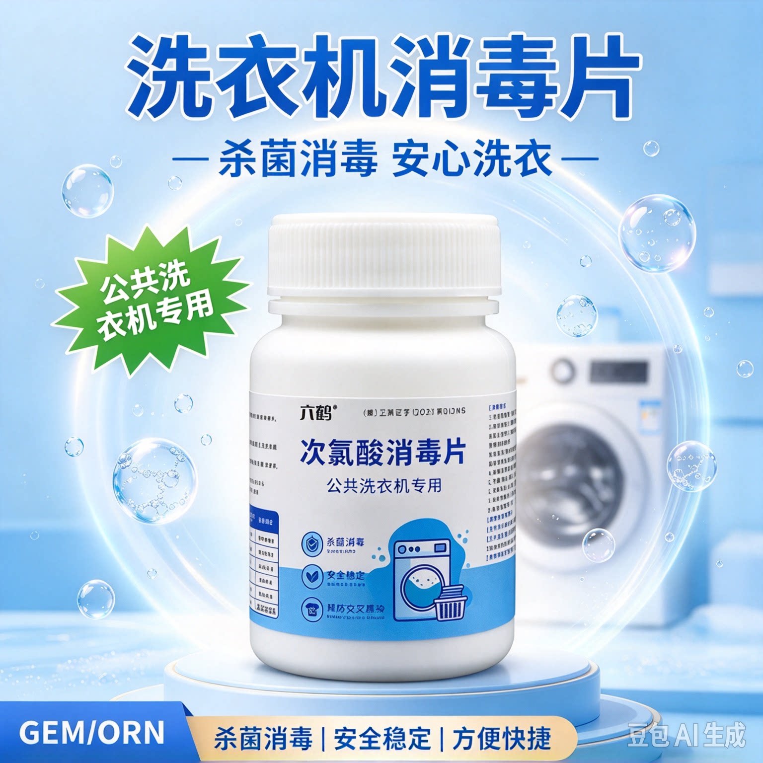 【29.9抢3瓶】次氯酸消毒片洗衣机衣物宿舍消毒猫咪狗狗杀菌HN
