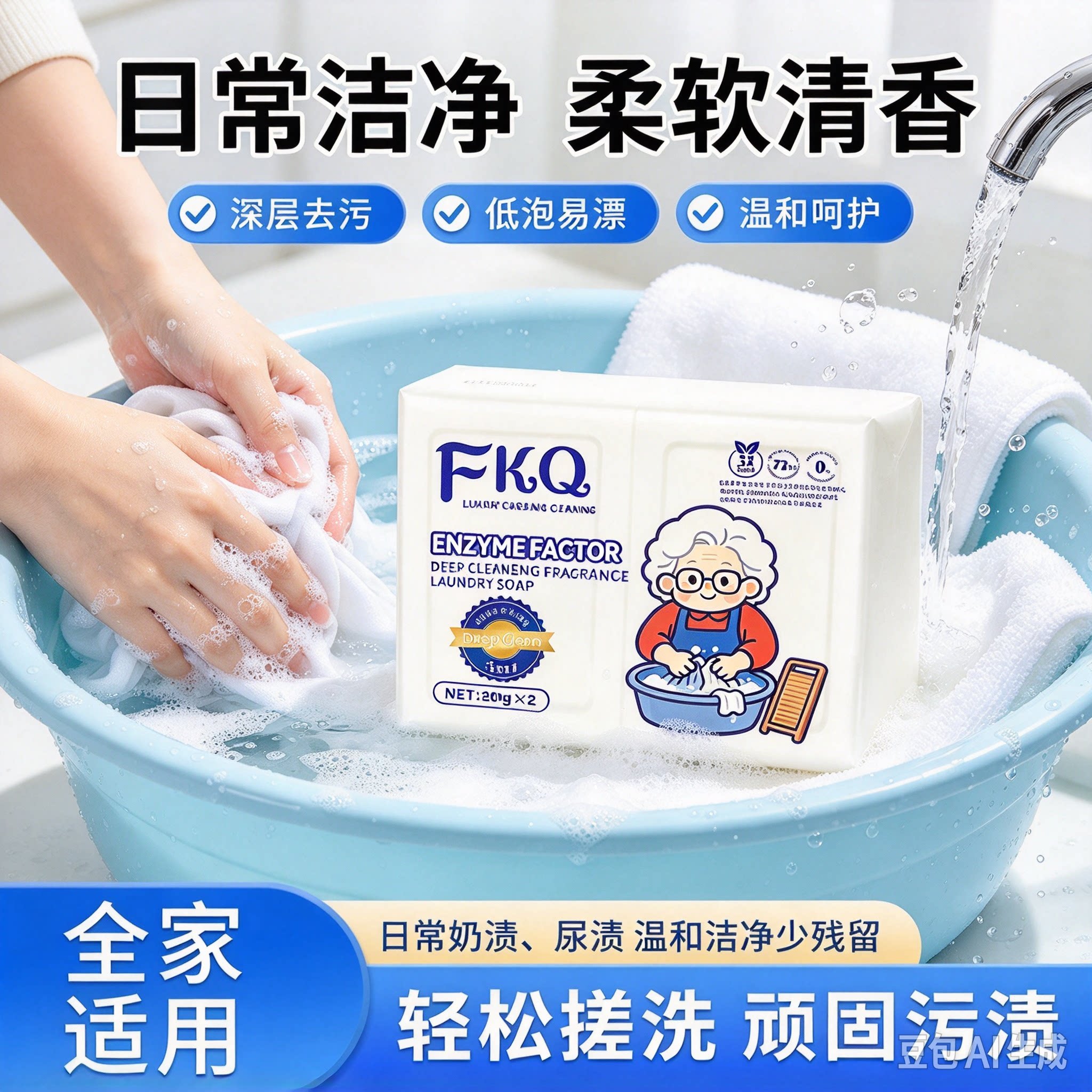 家用椰子油洗衣皂强力去污除螨留香衣物清洁多功能HF