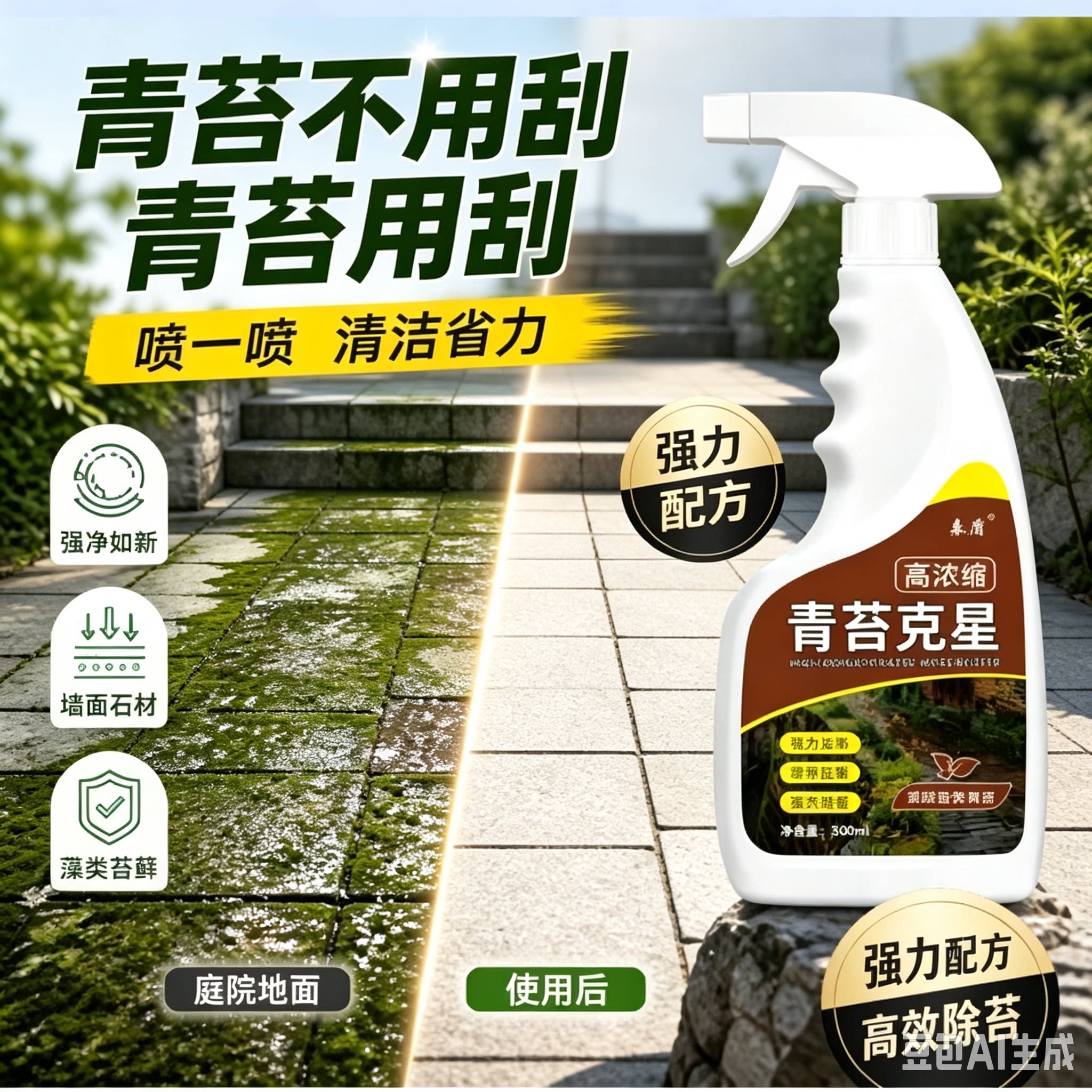 地面青苔克星路面墙面青苔清洁剂防滑倒预防青苔再生藻类克WJ