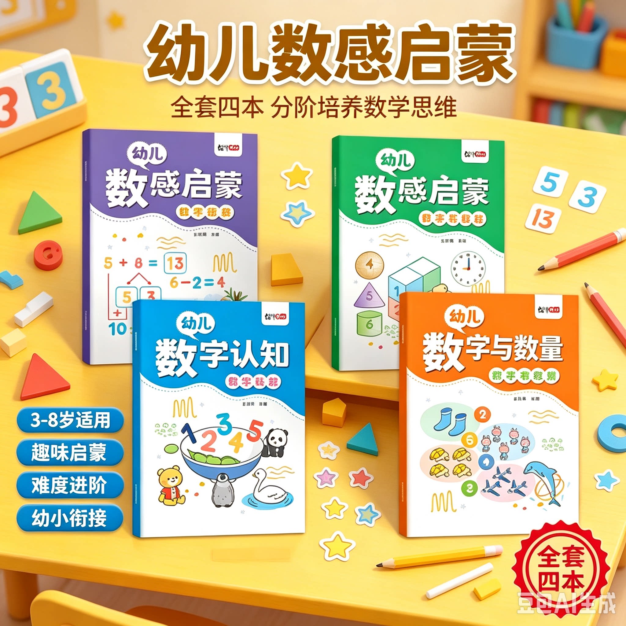 老师推荐新版数感启蒙练习册儿童数学思维训练趣味早教一日一练XZ