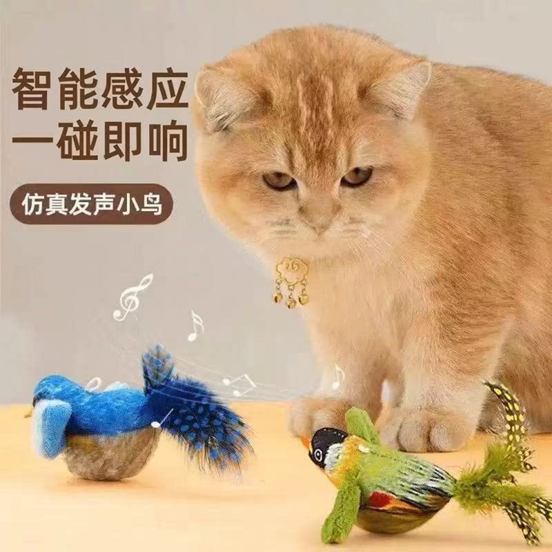猫玩宠物具仿真小鸟发声麻雀逗猫弹力绳解闷幼猫悬挂自嗨神器CJ