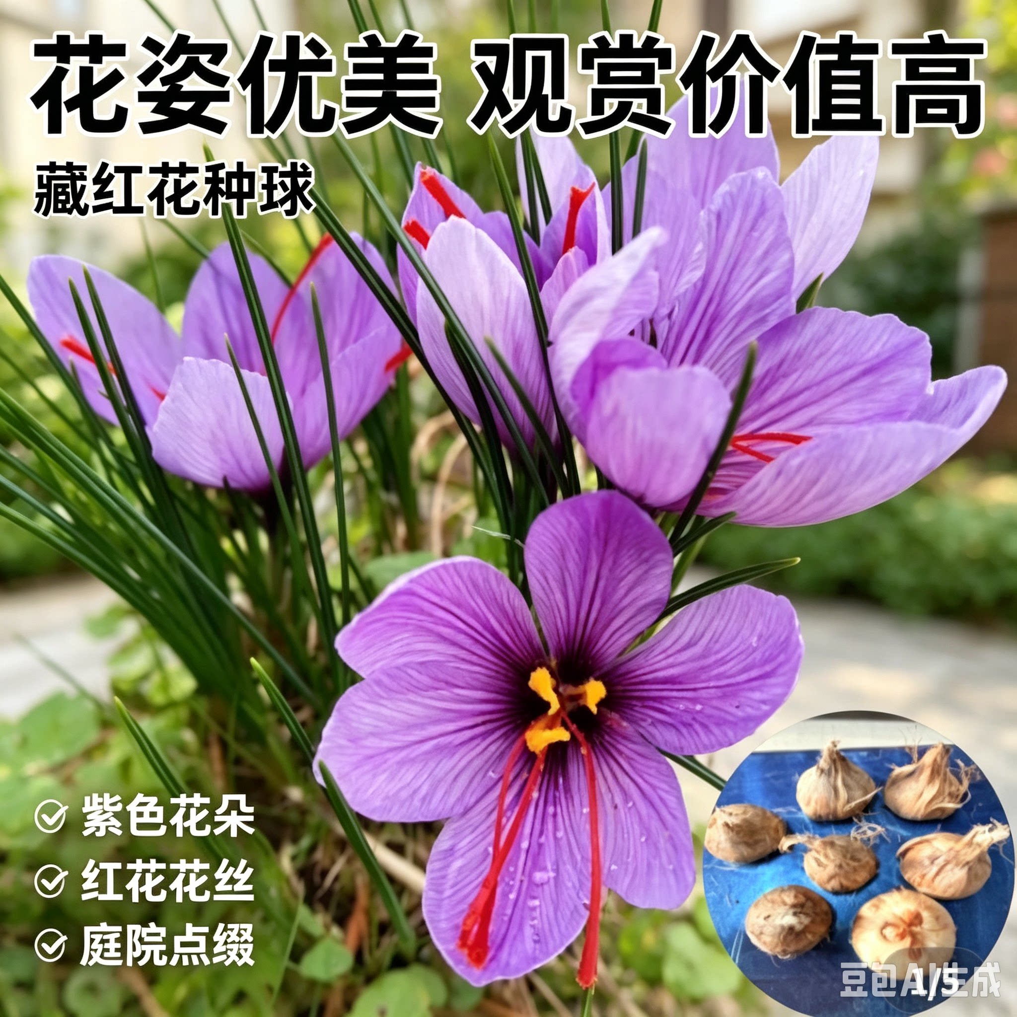 【下单立减50】藏红花种球耐寒耐旱花蕊可食用可泡脚花卉种球XZ